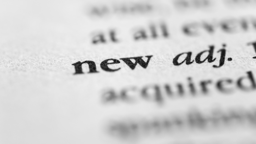 dictionary image of the word new